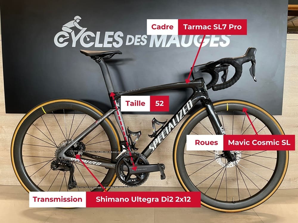 Specialized Tarmac SL7 Pro chez Cycles des Mauges Vélo gravel Specialized Tarmac SL7 Pro reconditionné, à vendre chez votre magasin de vélos Cycles des Mauges