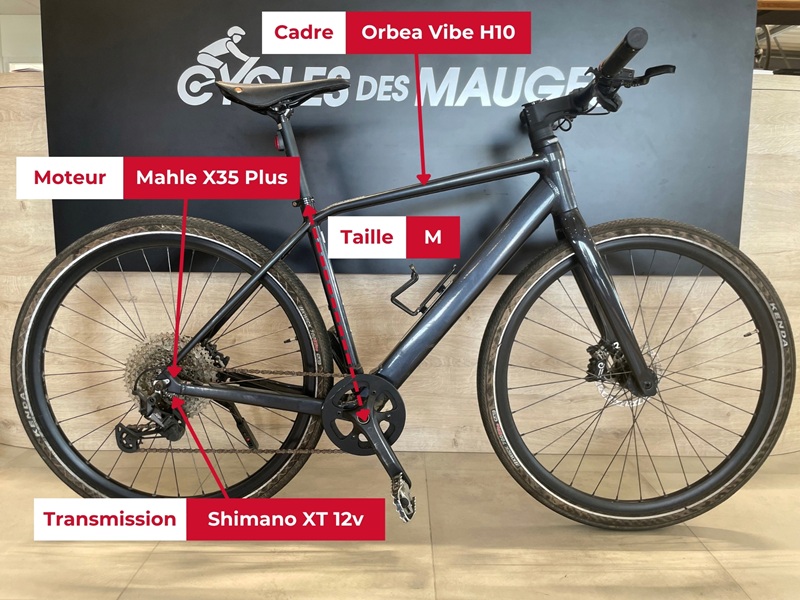 Vélo électrique Orbea Vibe H10 reconditionné Vélo électrique Orbea Vibe H10 - Taille M – Batterie neuve 2025 - avec spécifications techniques - Cycles des Mauges