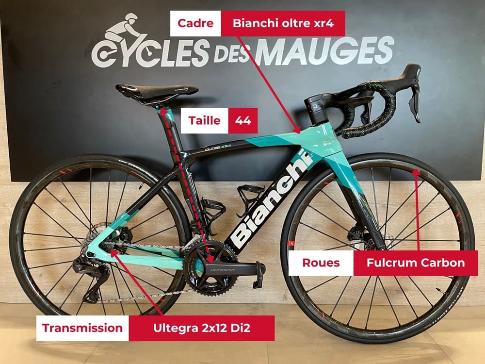 Vélo de route Bianchi oltre xr4 reconditionné, à vendre chez votre magasin de vélos Cycles des Mauges